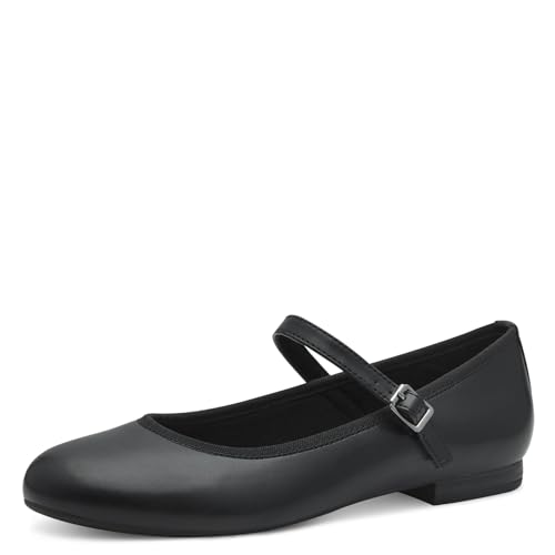 MARCO TOZZI Damen Ballerinas mit Riemchen Vegan, Schwarz (Black Nappa), 37 EU