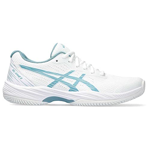 ASICS Damen Gel-Game 9 Clay/OC Sneaker, White/GRIS Blue, 44.5 EU