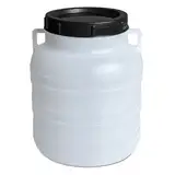 plasteo® 10 Liter Weithalsfass mit Deckel und Henkel Rund Natur, Lebensmittelecht und BPA-Frei, Futtertonne Kunststofffass Universalfass Deckelfass Wasserfass Regentonne Lagerfass, Natur