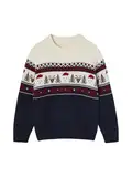 Vertbaudet Kinder Weihnachtspullover mit Jacquardmuster Capsule Family Oeko-Tex Marine 152