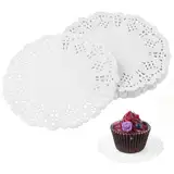 150 Stück Tortenspitze Rund Klein, 4,5'' Tortenspitze klein Rund, Rund Lace Papierdeckchen Spitze Deckchen Für Lebensmittel Rundes Papier Tischsets für Kuchen Tabletts Crafts Party Hochzeit (Weiß)