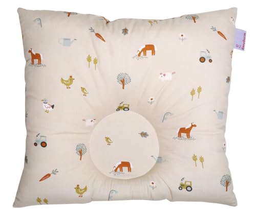 Babydorm Präventivkissen EasyDorm Babykopfkissen Kinderkopfkissen Babykissen (Größe II, Ponyhof)
