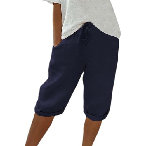WDCHAOYUE Sommerhose Damen, Leichte, Luftige Sommerhose, Shorts Damen Sommer Knielang, Cargo Shorts Damen Sommer, Damen Chino Shorts, Damen Hosen Sommer 3/4, Bequeme Hose Damen, Hose Weiss Damen,