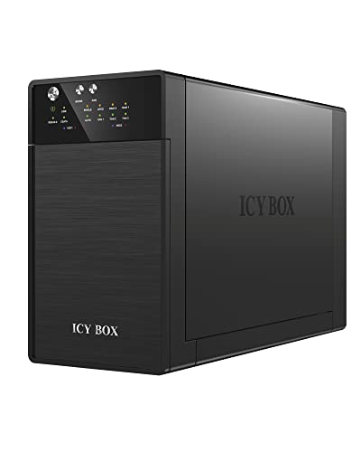 ICY BOX IB-RD3620SU3 Externes 2-fach Gehäuse (Raid 0/1, Single, JBOD) für 2x 3, 5 Zoll SATA i, II, III Festplatten, USB 3.0 (UASP) & eSATA Anschluss, Smart-Lüfter