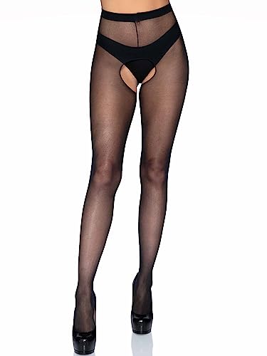 Leg Avenue 1905 - Durchscheinend Nylon Strumpfhosen Mit Offenem Schritt, Einheitsgröße (EUR 36-40), Dessous Damen Reizwäsche