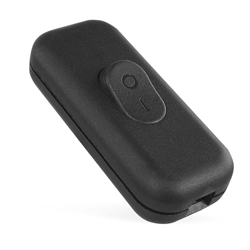 EMOS - Ersatzschalter für Netzkabel 2x 0,5-0,75 mm2 - Zwischenschalter mit Schraubenklemme für 230V/2,5A - Schnurschalter geeignet für 2-adriges Lampenkabel für Leuchten und Kleingeräte - Schwarz