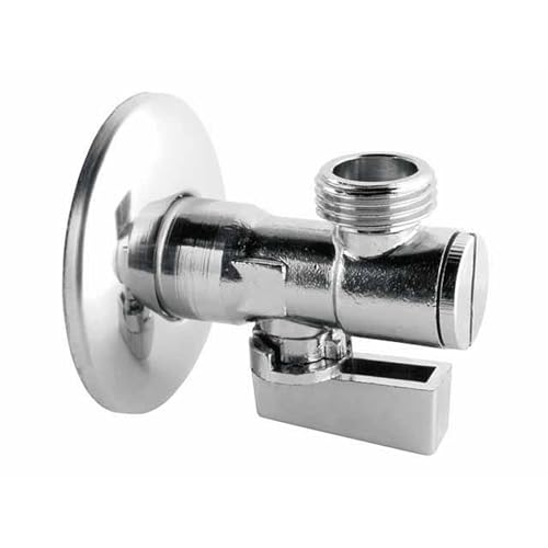 Anschlussventil/Eckventil 1/2 x 3/8 Zoll mit Filter, verchromtes Messing, schnelle 90° Bedienung, inkl. Wandrosette, langlebiges Absperrventil für Wasseranschluss Bad & Küche Armaturen