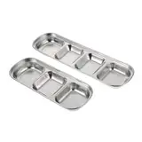 GREENADSCAPE 4stücke Edelstahl Futterplatte Mit Mehreren Fächern Kleine Futterschalen Für Haustiere Spülmaschinenfest Und Langlebig Für Katzen Und Hunde