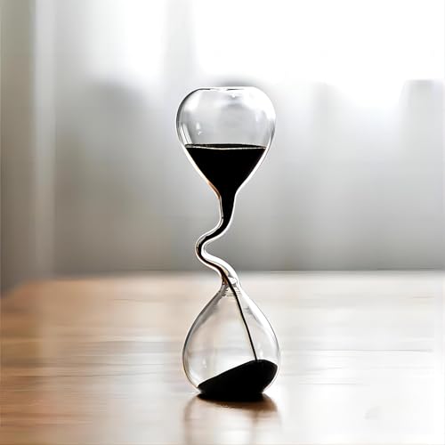 Handgefertigte Sanduhr, 17,5 x 6 cm, Schwarzer Sand, 1,5 Minuten Laufzeit
