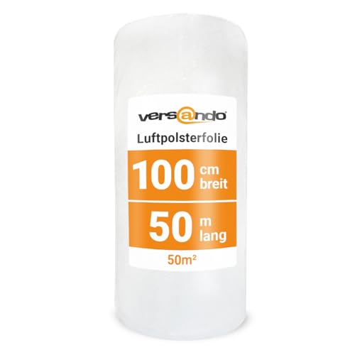 versando Premium Luftpolsterfolie 50m x 1m Versand, Verpackung, Umzug Noppenfolie Bubble Wrap LPF Rolle