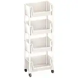 Rollwagen Mit 2/3/4/5 Ebenen Multifunktions Aufbewahrungswagen Servierwagen Movable Cart Rollwagen Organizer Wagen Mehrstufiger Rollwagen Mit 4 Rädern Buchen Für Küche Make-up Badezimmer Büro