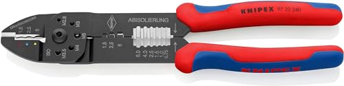 KNIPEX Crimpzange, 0,5-6,0 mm², für Kabelschuhe und Flachsteckverbinder, mit Abisolier- und Scheidfunktion, Presszange, Kabelschuhzange, 97 22 240