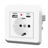ARCELI USB Steckdose Unterputz - Wandsteckdose Mit USB A & Typ C + AC Steckdose - Einbausteckdose Max. 5V/2.1A, AC220-250V Für Handy Und Haushaltsgeräte