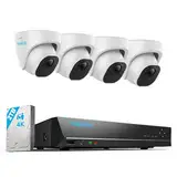 Reolink 4K Überwachungskamera Aussen Set, 4X 8MP PoE IP Kamera Überwachung mit Smarter Personenerkennung und Fahrzeugerkennung, 8CH 2TB HDD NVR für 24/7 Videoüberwachung, 30M Nachtsicht, RLK8-800D4