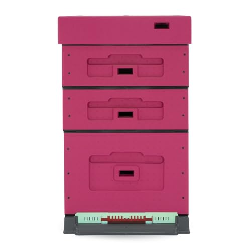 LYSON EPS 100 Styropor Dadantbeute OPTIMA mit niedrigem Varroa-Kunststoffboden bemalt (ROSA-DUNKEL) Halbzarge: 40×47×15,8 cm (Innenmaße) Zarge: 40×47×29,5 cm (Innenmaße) für die Selbstmontage