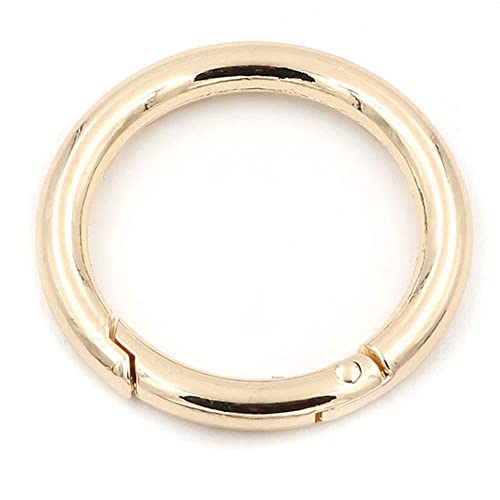 2 x Karabinerring mit Federöffnung, O-Ring, rund, Schnappverschluss, Schlüsselanhänger, gold, 32 mm