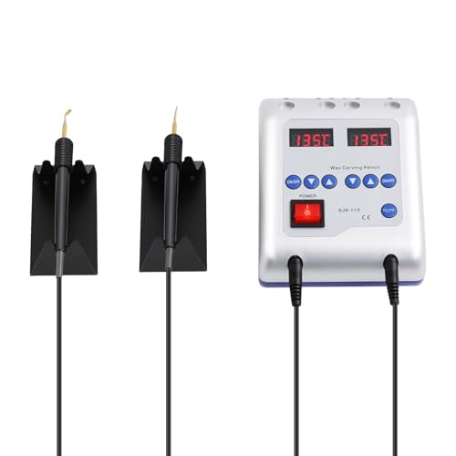 WEIGR Digital Elektrisch Waxer Maschine, Doppelstifte Wachsmesser Lab Electric Waxer Carving Wax mit 6 Wachsspitzen, LED-Anzeige, Einstellbare Temperatur für Zahnärzte Zahnpflege, Wachsform