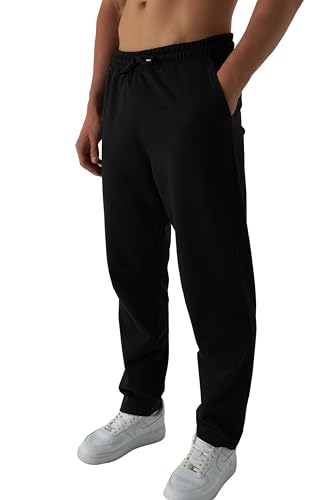 ROSS CAMP Jogginghose Herren – Sporthose Lang Baumwolle, Freizeithose Trainingshose, Sweatpants Jogger, Laufhose Breite Modern(Schwarz, L)