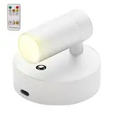GOMETY LED Spots mit Fernbedienung, Wandleuchte USB Aufladbar 3 Farbtemperaturen Dimmbar Wandlampe, LED Kabellos Bilderleuchten mit Timing Funktion Spotlight für Kunst Pflanzen Portraits