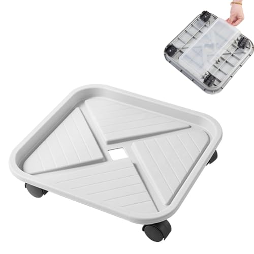 DUJAE Pflanzencaddy mit Rad, quadratischer Pflanzenständer mit Wasserschale, platzsparender Blumentopfwagen, 360°-Rollräder for den Pflanzencaddy for den Garten,(35.8cm)