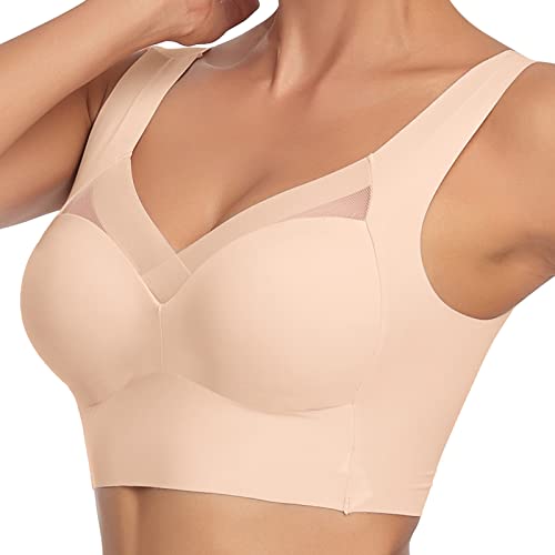 Haltungskorrektur BH original Sommerlicher Bügellos Push-Up Komfort Soft BH Modern Feeling Wmbra BH Nahtlos Spitzen BH ohne Bügel Weicher Damen Push-Up BH Gepolstert