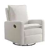 Oxford Baby Uptown Upholstered Swivel Glider and Recliner Nursery Chair, Boucle White Gepolsterter Drehgleiter mit Liegestuhl, Metallgewebe, Bouclé, Weiß