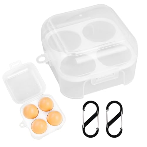 Eierbox 4 Eier,Dancepands 2 Stück Eierbehälter für Unterwegs Kunststoff Tragbare Eieraufbewahrungsboxen Eier Aufbewahrungsbox mit Karabiner für Kühlschrank Outdoor Camping