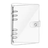 A5 Transparent PVC Binder,6 Ring Weich Notizbuch Binder mit Druckknopfverschluss Nachfüllbares Notizbuch Runder Ringbuch für DIY Notebook Fotoalbum und Scrapbooking