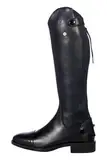 HKM -Julie Kids- Reitstiefel – Lederreitstiefel mit Reißverschluss, Sporenhalterung & Elastikeinsatz – Reitstiefel für Mädchen & Jungen lang/extra slim Schwarz Größe 38