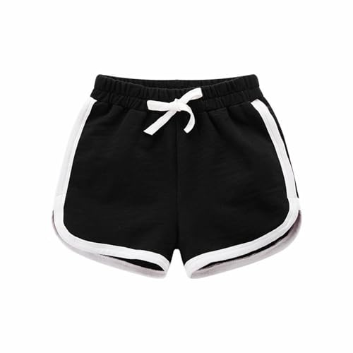 Kurze Hose Mädchen Jungen Kurze Sporthose Baumwolle Shorts für Kinder Kurze Hosen Teenager Mädchen Radlerhose Sommer Gym 2-15 Jahre (DE/NL/SE/PL, Alter, 10 Jahre, 12 Jahre, Regular, Schwarz)