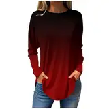 Damen Langarmshirt Fraeun Herbst Farbblock Tops Tunika Oberteile Lässige Mode elegant Bluse Tshirt Schwarzes Shirt Damen Oversize Bluse Damen Baumwolle Fitness Shirt Damen Oversize