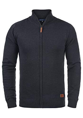 Blend Norman Herren Strickjacke Cardigan Feinstrick mit Stehkragen und Reißverschluss, Größe:XL, Farbe:Navy (70230)