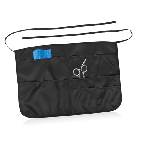 HOMSFOU Schutzschürze für zu Hause grüne Schürze Friseur sauber Servierschürze Körperpflege putzschürze werkzeugschürze Taschenschürze Werkstattschürze Dienstmädchenschürze Polyester Black
