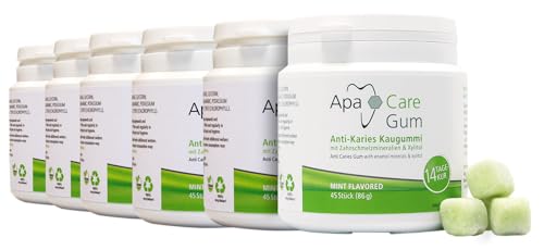 ApaCare Gum Anti-Karies Kaugummi mit Zahnschmelzmineralien | 6 Dosen