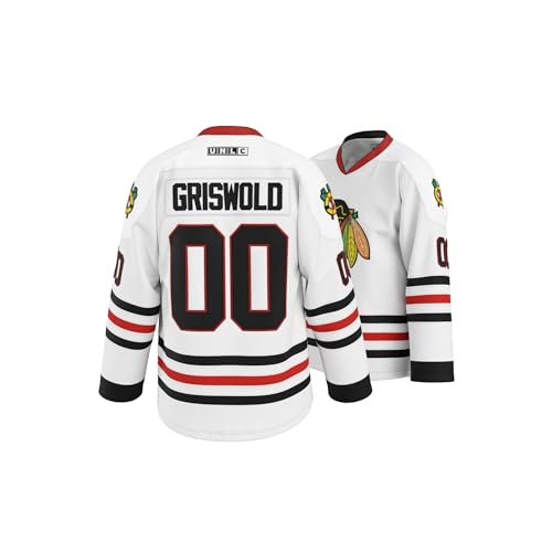 GHOSTWEAR #00 Griswold Movie Hockey Jersey - Genähte Buchstaben und Zahlen, Authentic Fabs Apparel 4XL, Weiss/opulenter Garten, 4X-Groß