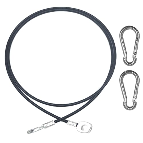 CampTeck U7280 Edelstahl Gym Kabel, Ersatz Gym Cable, Stahlseil Krafttraining, Fitness Kabel, Latzug Kabel, Kabel Draht Fitnessgerät mit 2 x Karabiner - Schwarz - 1,5m