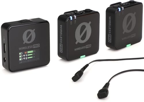 RØDE Wireless PRO Kompakt-Funkstrecken-Set mit Timecode, 32-Bit Float On-Board-Aufnahme, 2 Lavalier-Mikrofonen und Ladecase für Videoaufnahmen und Content Creation