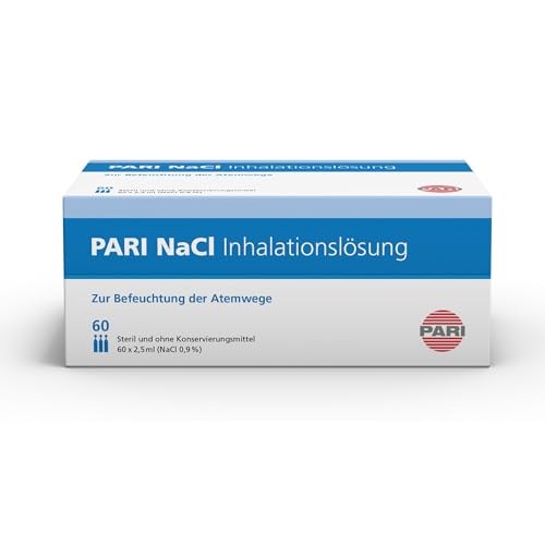 PARI Kochsalzlösung zum Inhalieren für Kinder und Erwachsene – 60 Ampullen á 2,5ml NaCl 0,9 Inhalationslösung - Steril und ohne Konservierungsstoffe