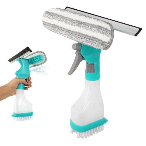 Fensterwischer mit Sprühfunktion 4 in 1 Fenster Wischer für Fenster, Dusche, Bad, Küche, Auto, Fliesen, Spiegel Fensterputzer Set Fensterreiniger Set Fenster Putzen