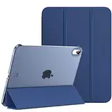 MoKo Hülle für ipad 10. Generation 2022, ipad 10,9 Hülle Dünne Leichte PU Leder Tablet Hülle mit Auto Schlaf/Aufwach Funktion Transluzente PC Rückseite, Marineblau