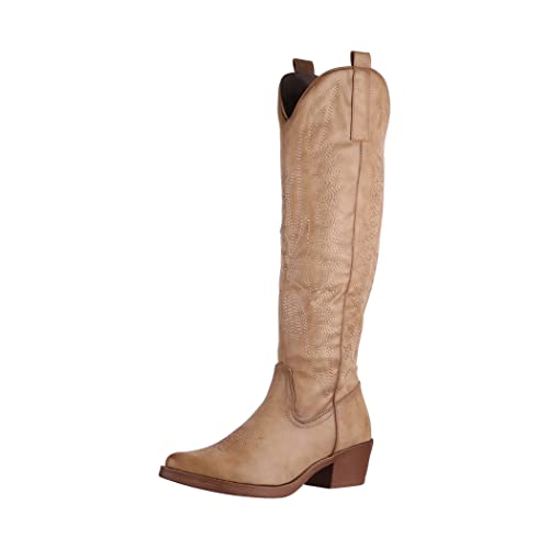 Elara Damen Stiefel Cowboy Boots Chunkyrayan F1225 Khaki PU-39