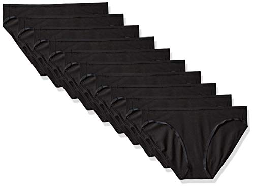 Amazon Essentials Damen Bikinihose aus Baumwolle (in Übergröße erhältlich), 10er-Pack, Schwarz, 46