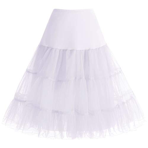 Bbonlinedress Kleider Rock Damen Sommerkleid Damen Petticoat Unterrock Crinoline Underskirt Reifrock White L