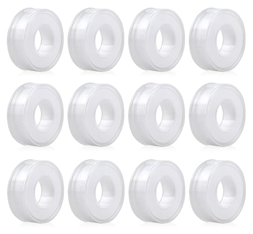 BOMEI PACK 12 pieces 12mmx12m PTFE Dichtband Dichtungsband zum Abdichten aller Gewinde,wasserdicht Gewindedichtband PTFE Tape weiß