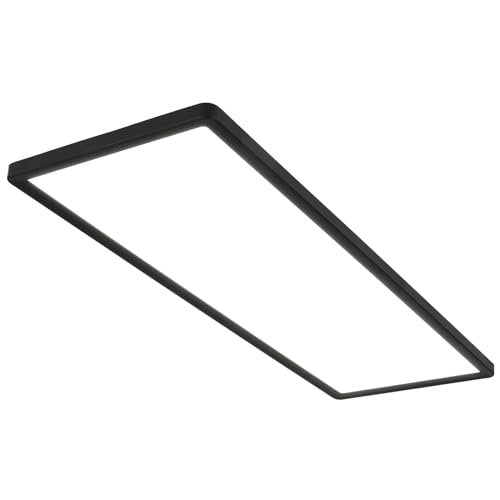 BRILONER - LED Deckenlampe mit indirektem Licht, flach, einstellbar von warmweiß bis kaltweiß, LED Lampe, LED Deckenleuchte, Wohnzimmerlampe, LED Panel, Küchenlampe, 58x20x3 cm, Schwarz