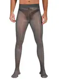 Fldy Herren Leggings Ouvert Sexy Durchsichtige Öl Glanz Strumpfhosen Mit Reißverschluss Männer Erotik Unterwäsche Sissy Dessous Schwarz_A XL