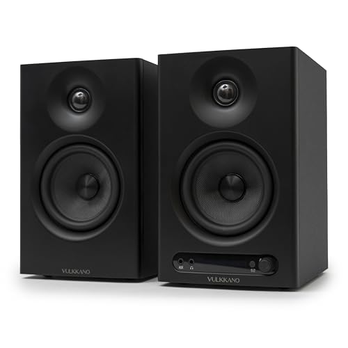 VULKKANO PRO4 Studio Monitore mit 4" Woofer, Bluetooth, Symmetrischem TRS-Eingang, RCA, Kopfhörerausgang, AUX, Optischem, EQ-Einstellungen, Lautsprecher für Monitor