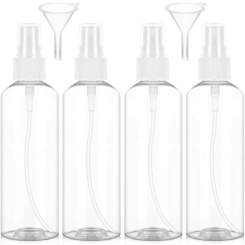 Redamancy 4 x 100ml Sprühflasche Klein, Zerstäuber Sprühflasche Leer, kleine Sprühflaschen zum Befüllen, Tragbares Reiseflaschen Set mit Trichter, für Parfüm, Wasser, Alkohol