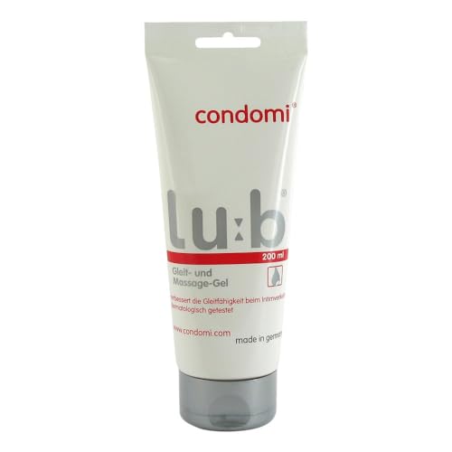 Condomi Lu:b Gleitgel und Massage-Gel 200 ml Tube - Natürliche Feuchtigkeit - Gleitmittel pH-hautfreundlich auf Wasserbasis