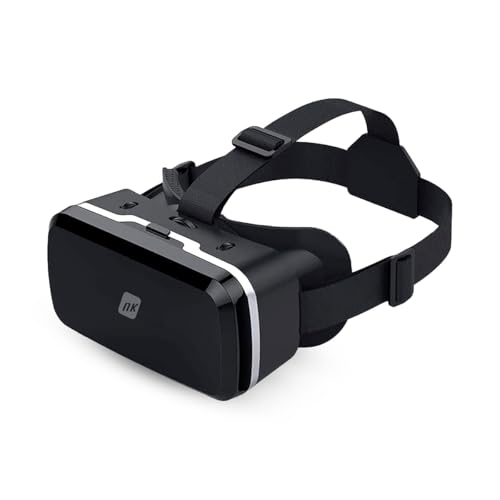 NK Smartphone 3D VR Brille - Smartphone Virtual Reality Smart Glasses 4.7" - 6.53", Betrachtungswinkel 90-100 Grad, 360° Drehung, verstellbare Linse und Pupillenanpassung - Schwarz